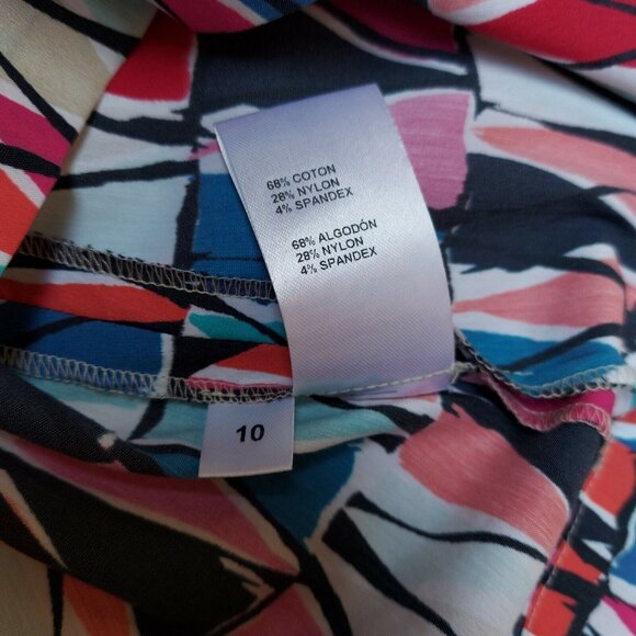 Doncaster Collection Geometric Print 3/4 Sleeve Top Blouse Size 10 Multicolor - Picture 4 of 6